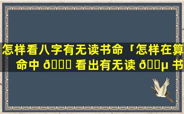 怎样看八字有无读书命「怎样在算命中 🐕 看出有无读 🌵 书运」